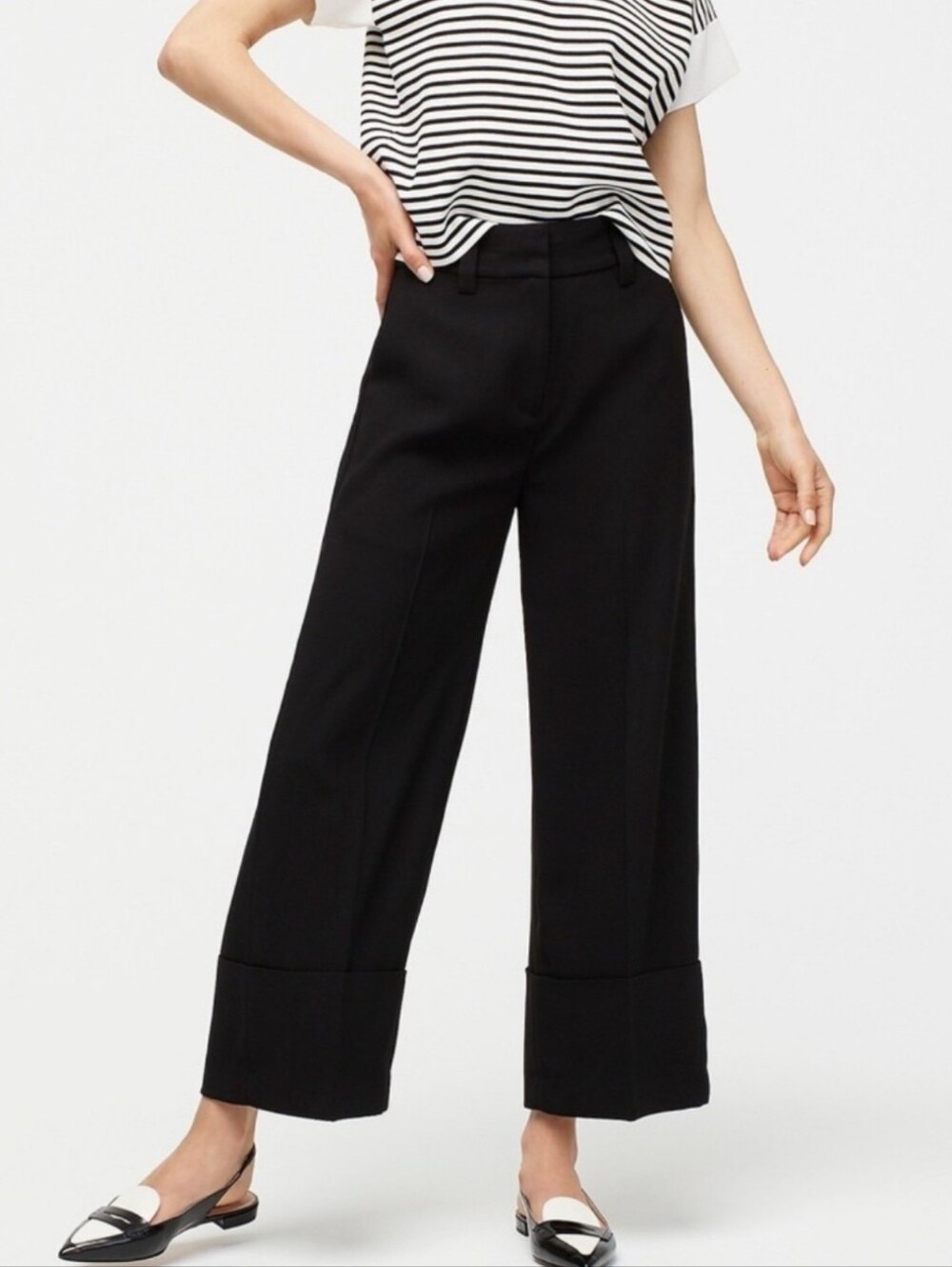NWT J.Crew Cropped Wide-Leg Pants 365 Black Crepe Women's 10 Minimalist Preppy